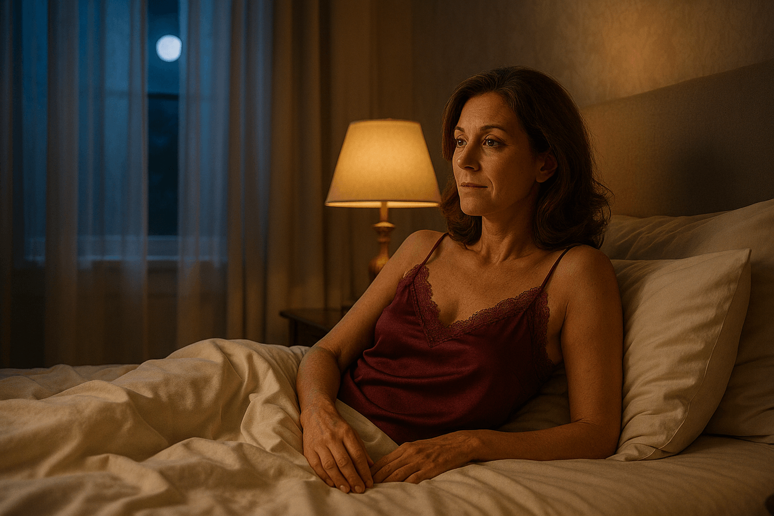 Woman over 40 dealing with menopause insomnia at night